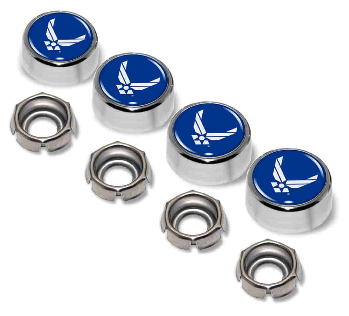 U.S. Air Force License Plate Screw Caps - Chrome Metal Set of 4